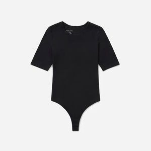 Everlane Size Medium Black Short-Sleeve Crew Neck Bodysuit